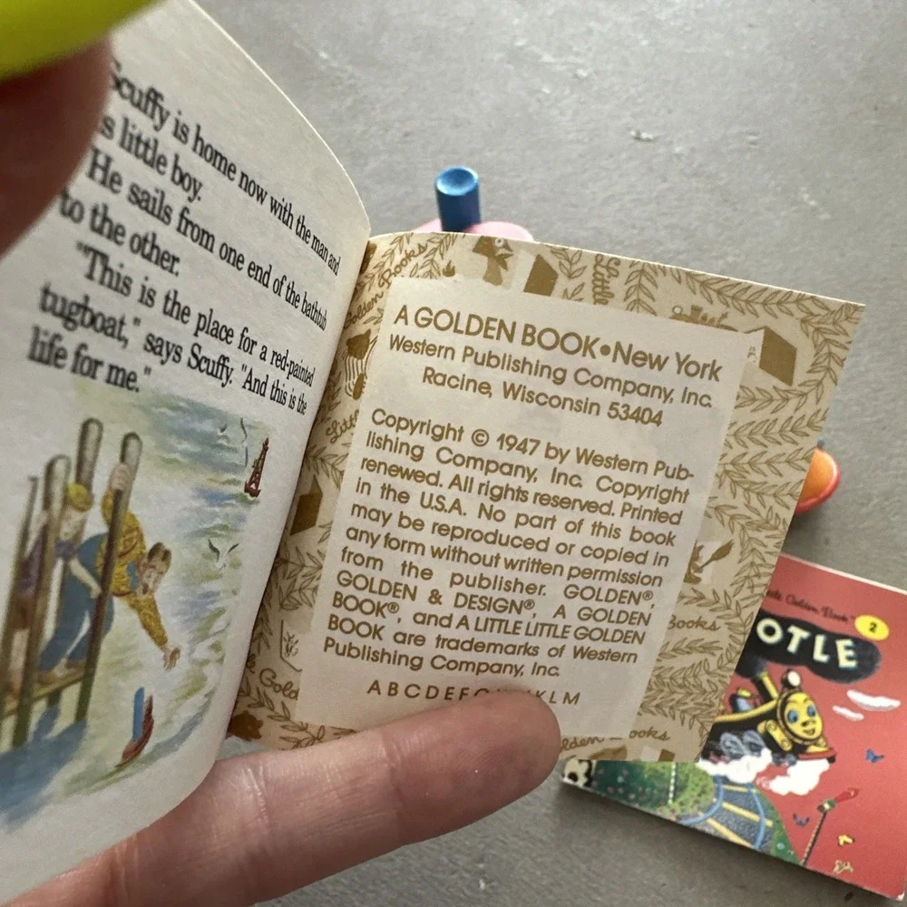 Vintage Miniature‎ Golden Books And Figurines, Tootle The Train, Scuffy Tugboat